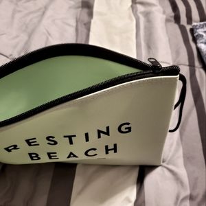Milly Zip Bag "Resting Beach Face" Makeup Bag Seafoam Green with wrist strap